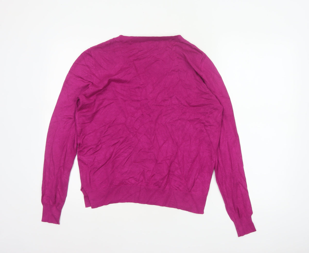 Lefties Women Pink V-Neck Long Sleeve Knit Pullover Jumper M