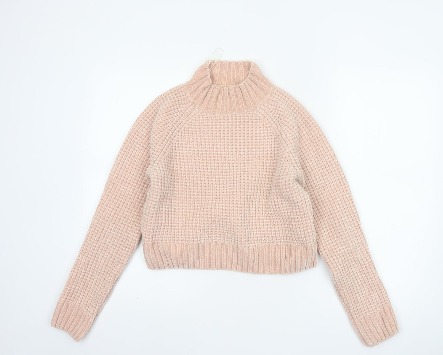 H&M Divided Women’s Pink Size 10 Chunky Knit Mock Neck Jumper