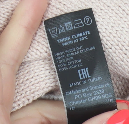 Marks & Spencer Women’s Pink L Crew Neck Knit Pullover Jumper