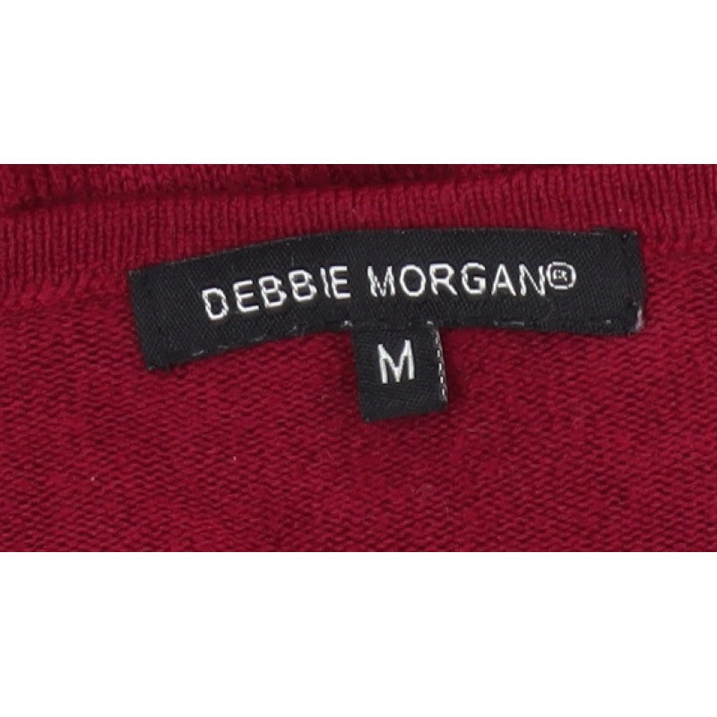 Debbie Morgan Women Red M Ribbed Raglan Knit Pullover Jumper
