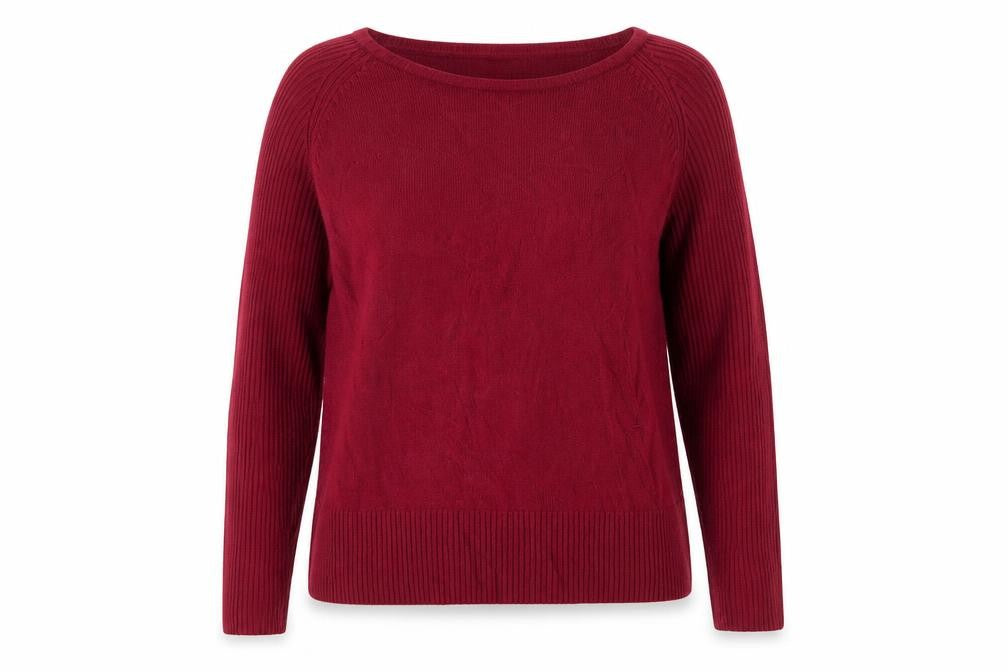 Debbie Morgan Women Red M Ribbed Raglan Knit Pullover Jumper