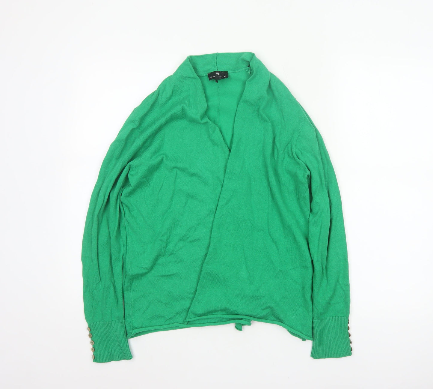 Marble Women Green UK 12 Open Cardigan Cotton Linen Knit Cowl Neck
