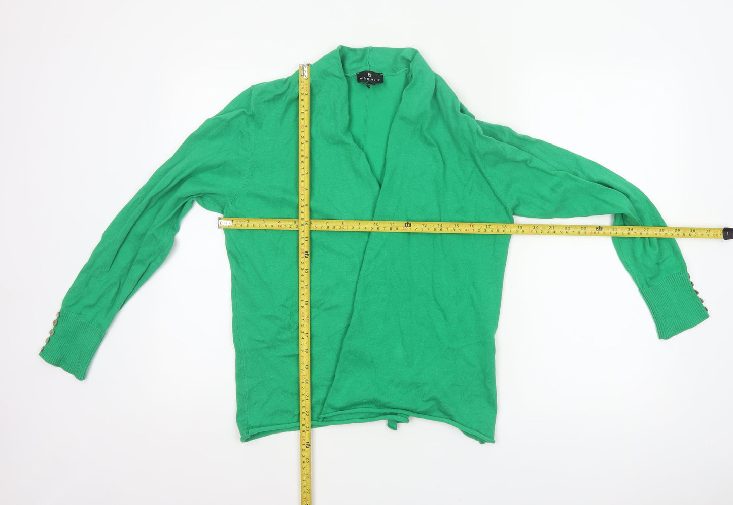 Marble Women Green UK 12 Open Cardigan Cotton Linen Knit Cowl Neck