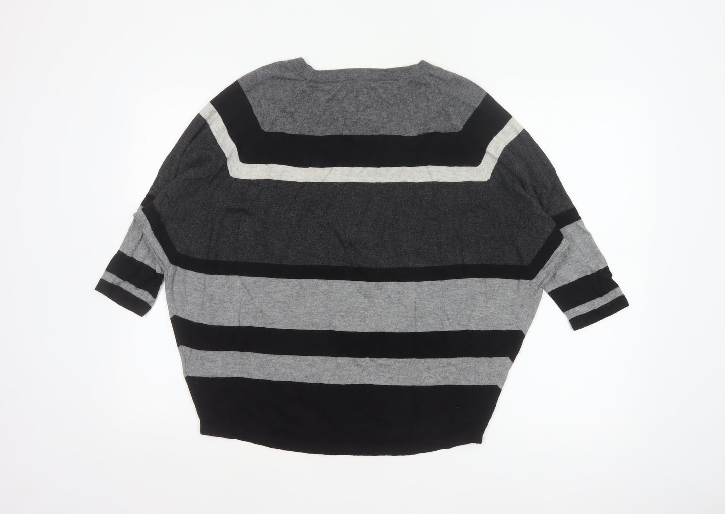Phase Eight Women’s Grey Black Striped Knit Jumper UK L Wool Blend