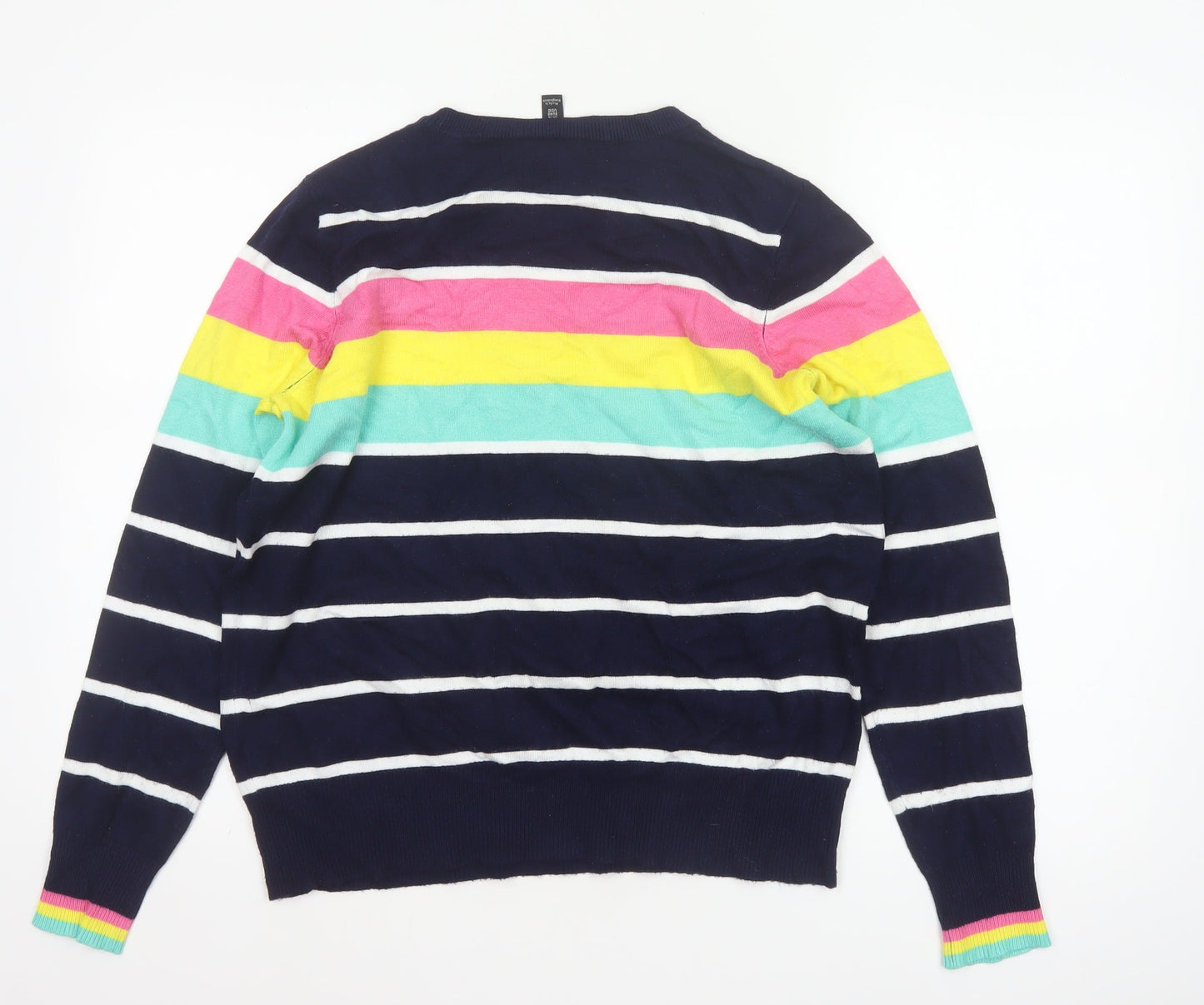M&Co Women’s Blue Striped Crew Neck Knit Pullover Jumper UK 14