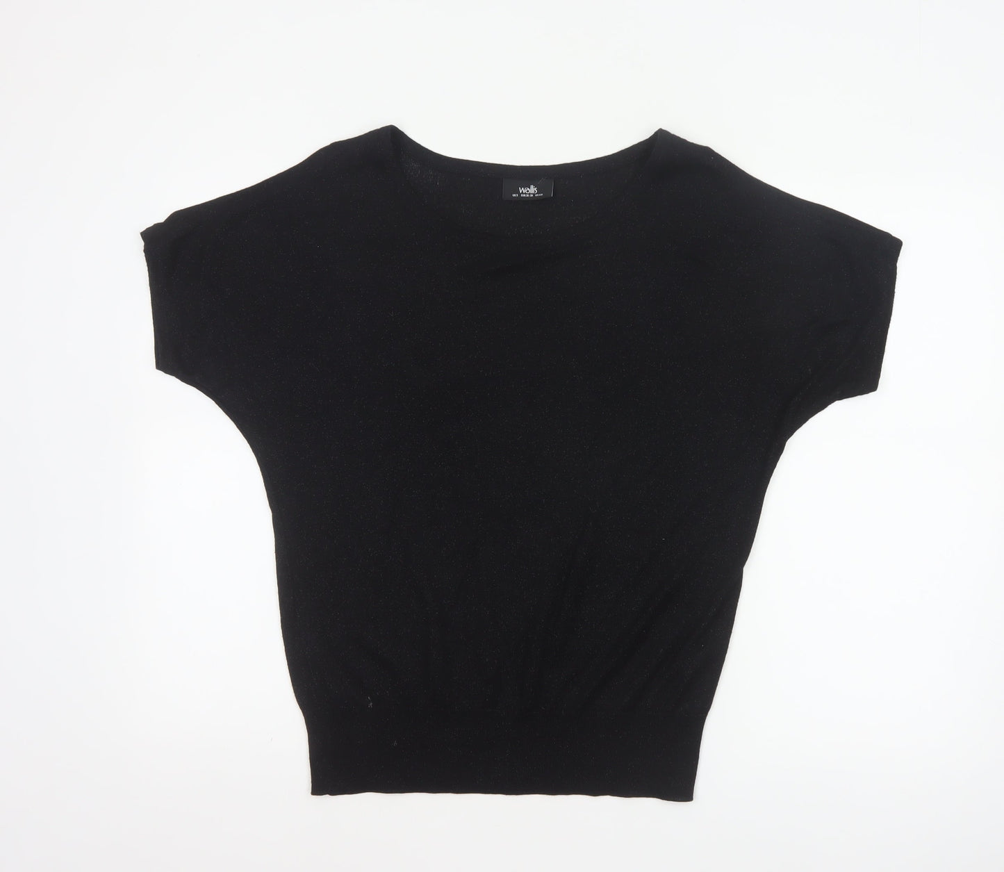 Wallis Women’s Black Metallic Knit Cap Sleeve Jumper UK 8