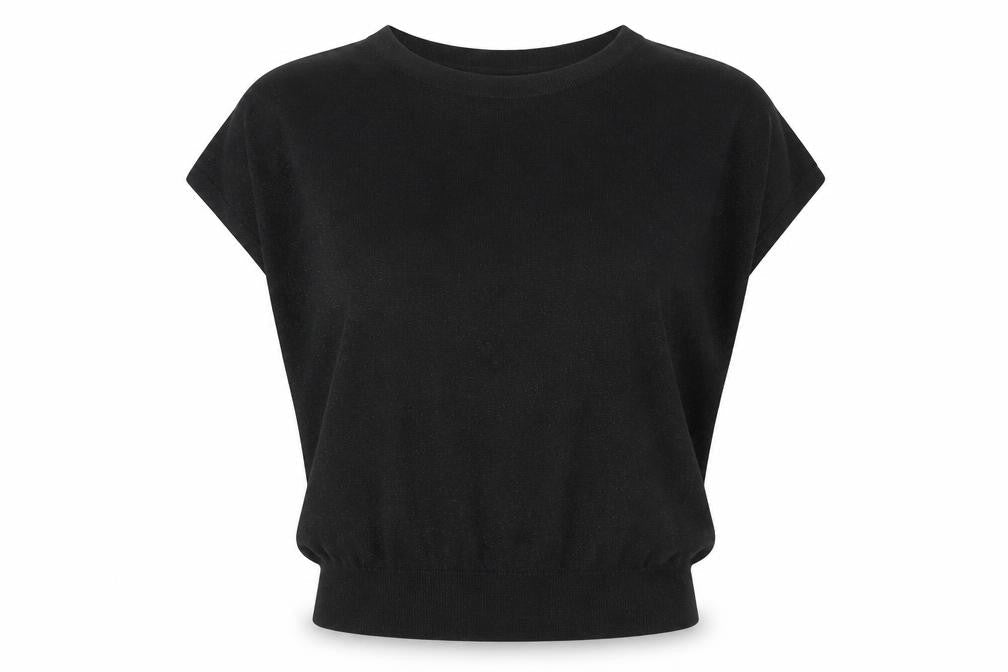 Wallis Women’s Black Metallic Knit Cap Sleeve Jumper UK 8