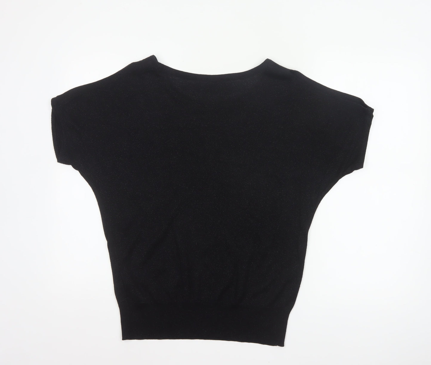 Wallis Women’s Black Metallic Knit Cap Sleeve Jumper UK 8