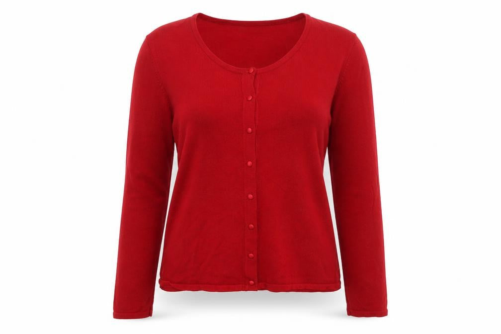 Bonmarché Women’s Red Size S Button Front Scoop Neck Knit Cardigan