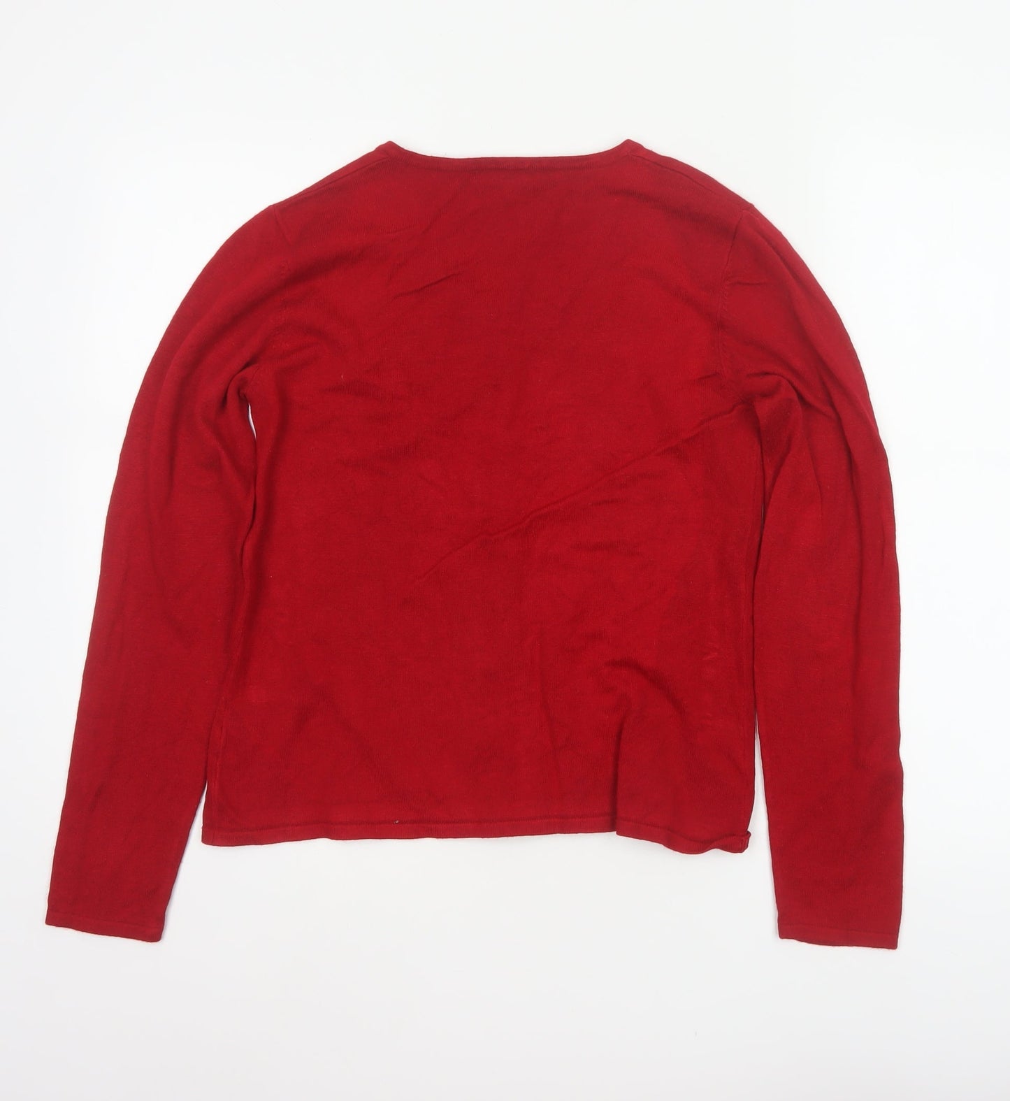 Bm Women’s Red Size S Button Front Scoop Neck Knit Cardigan