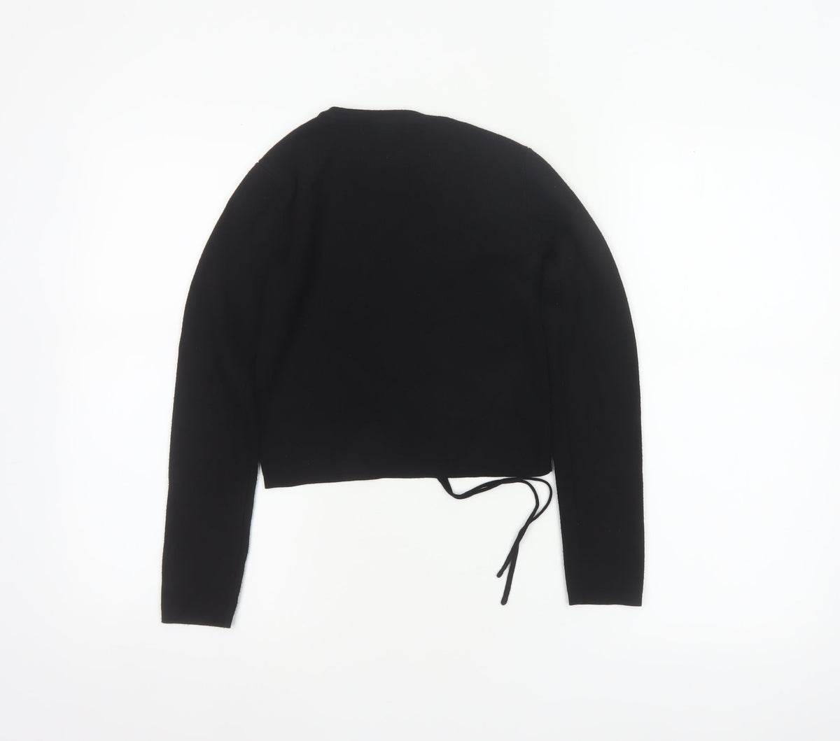 Missguided Women Black UK 6/8 Rib Knit Drawstring Cropped Jumper