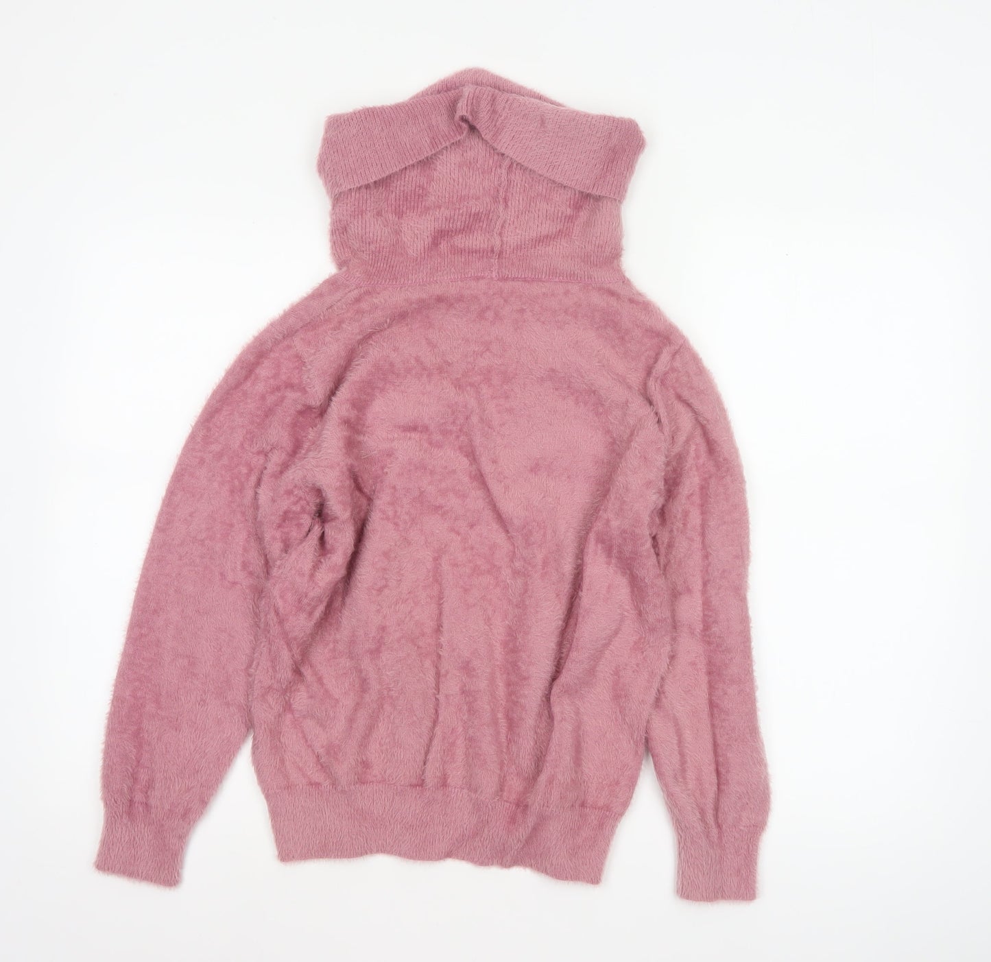 Klass Women's Pink L Roll Neck Cable Knit Balloon Sleeve Jumper