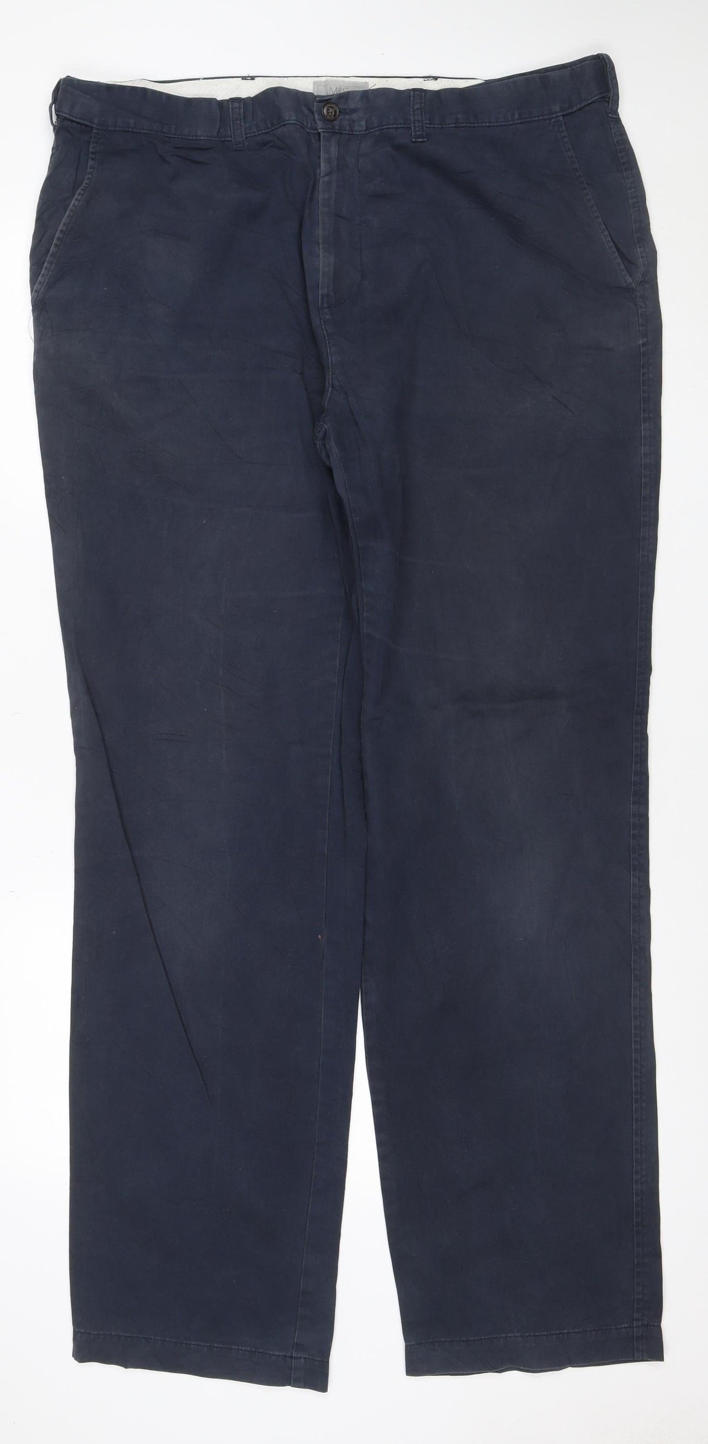 Marks & Spencer Men's Blue 40in 35in Regular Fit Chino Trousers
