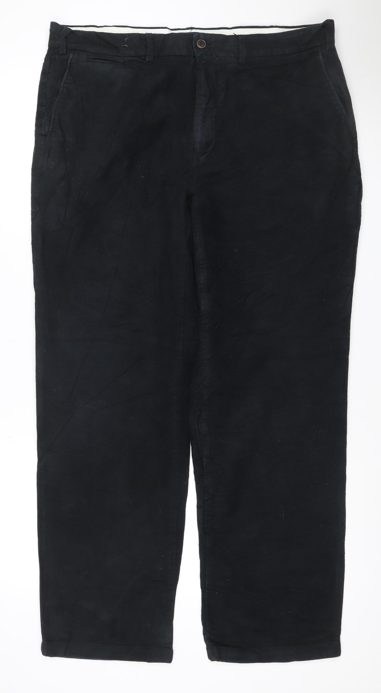 M&S Blue Harbour Men’s Black 36W 31L Regular Straight Chino Trousers