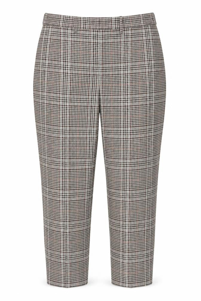 Marks & Spencer Women Brown Check UK 14 Regular Straight Trousers