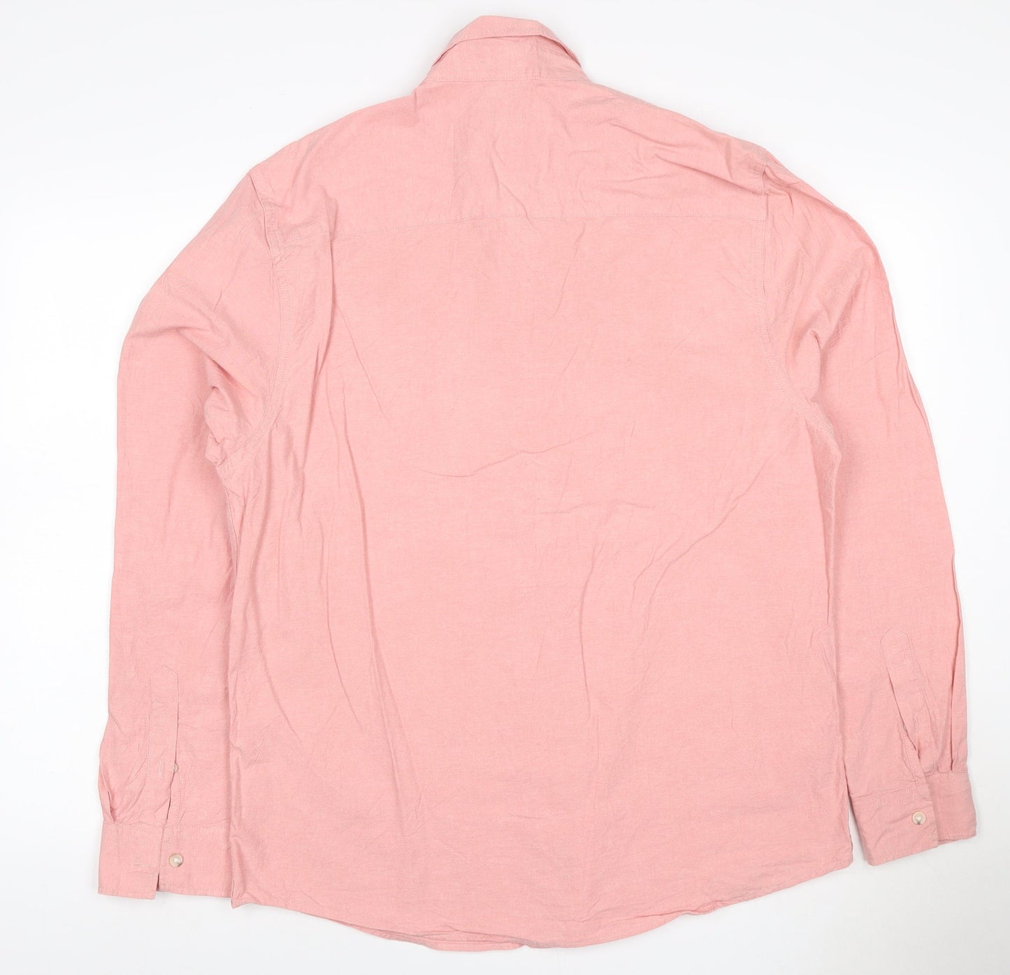 M&S Men’s Pink L Cotton Button-Down Long Sleeve Casual Shirt