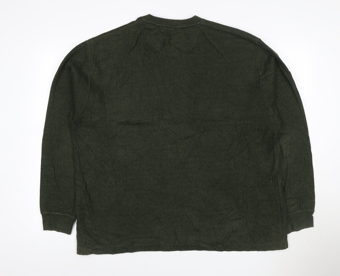 Naturalife Men’s Green L V-Neck Cotton Knit Pullover Jumper