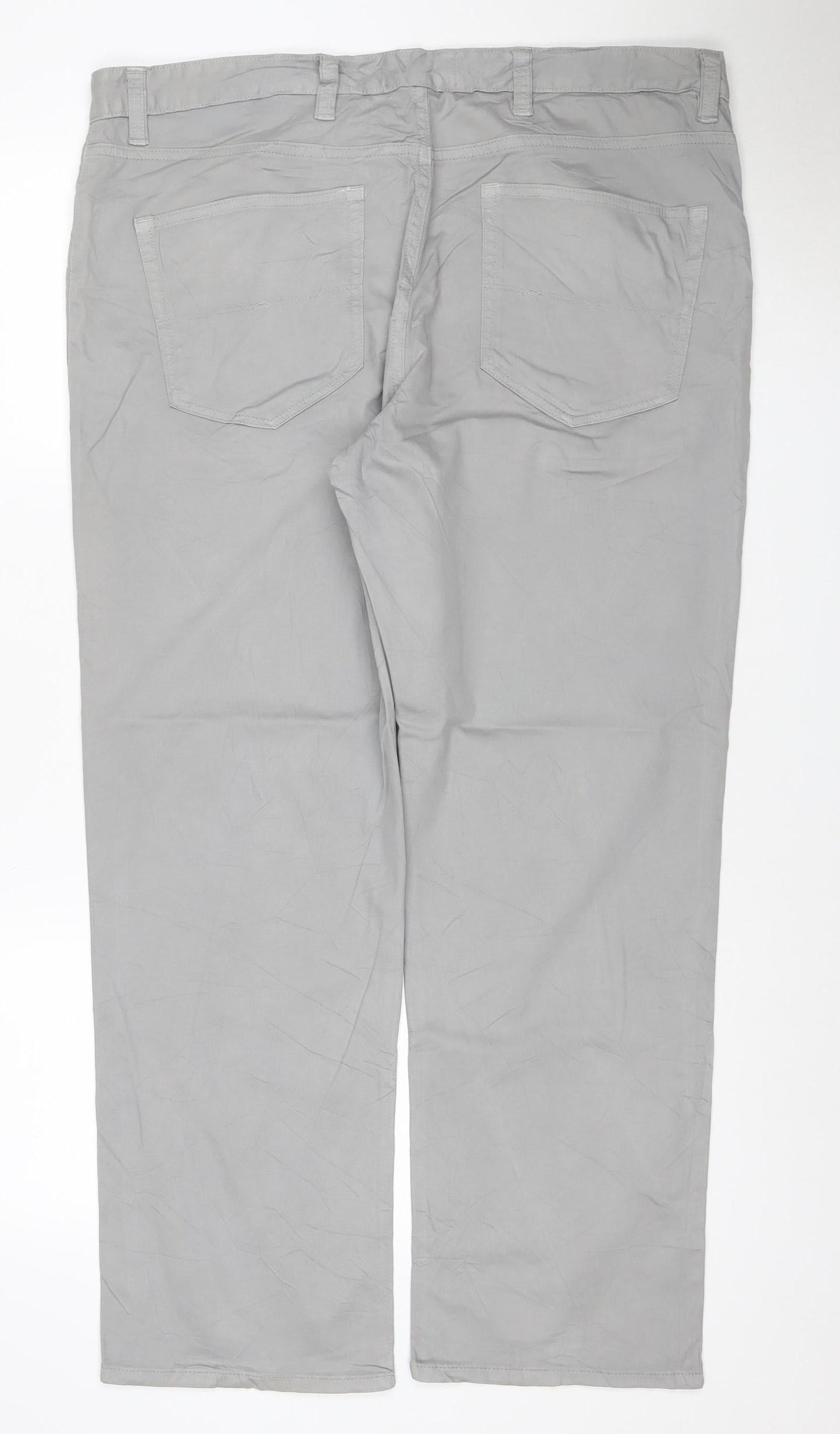 M&S Mens Grey W38 L29 Straight Leg Stretch Cotton Trousers