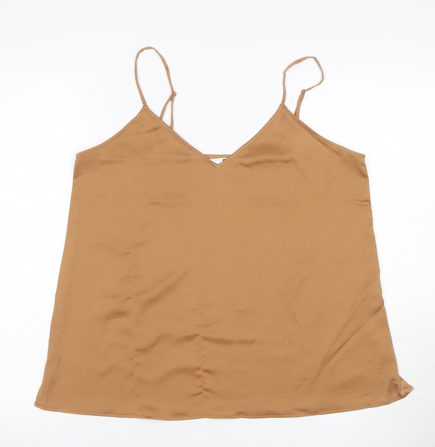 Uniqlo Women Brown L Camisole V-Neck Adjustable Strap Tank Top