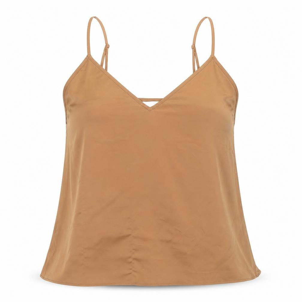 Uniqlo Women Brown L Camisole V-Neck Adjustable Strap Tank Top