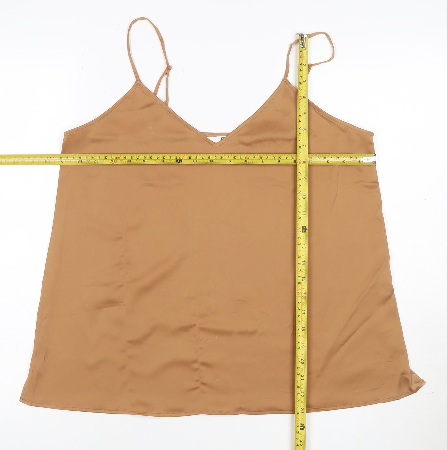 Uniqlo Women Brown L Camisole V-Neck Adjustable Strap Tank Top