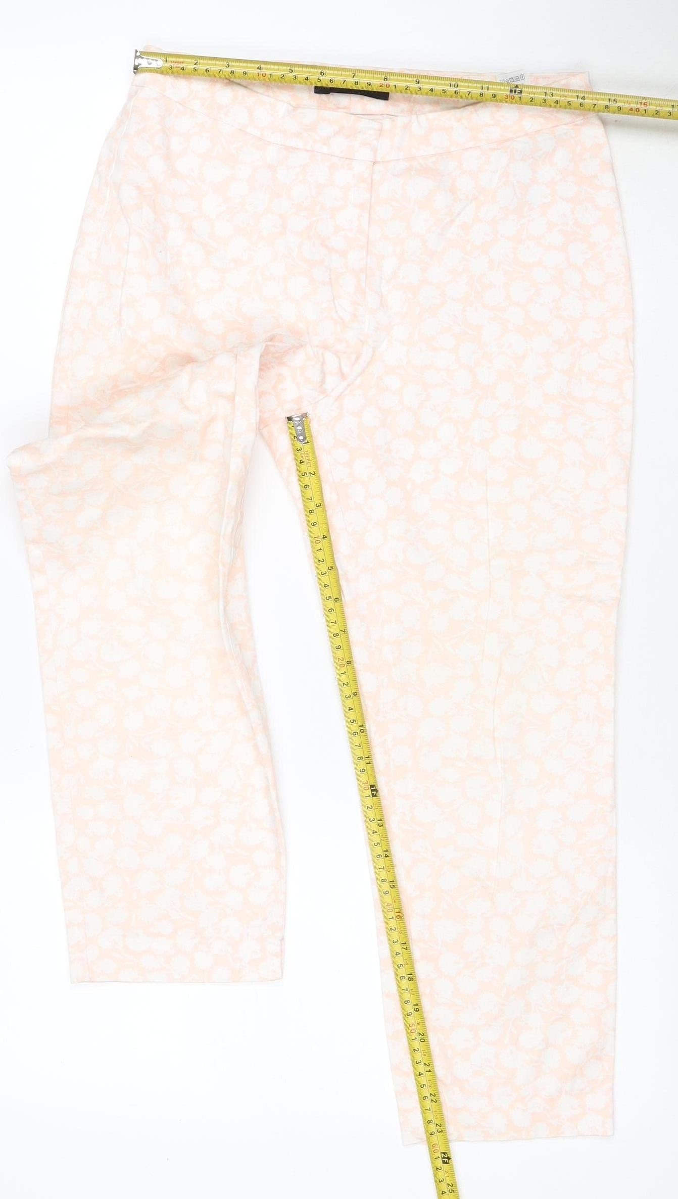 Marks & Spencer Women’s Pink Floral Cotton Stretch Trousers UK 10 Short