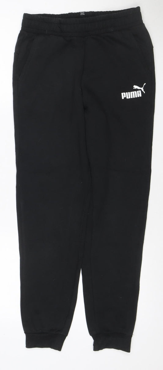 Puma Boys Black 13-14 Years Jogger Track Pants Elastic Waist