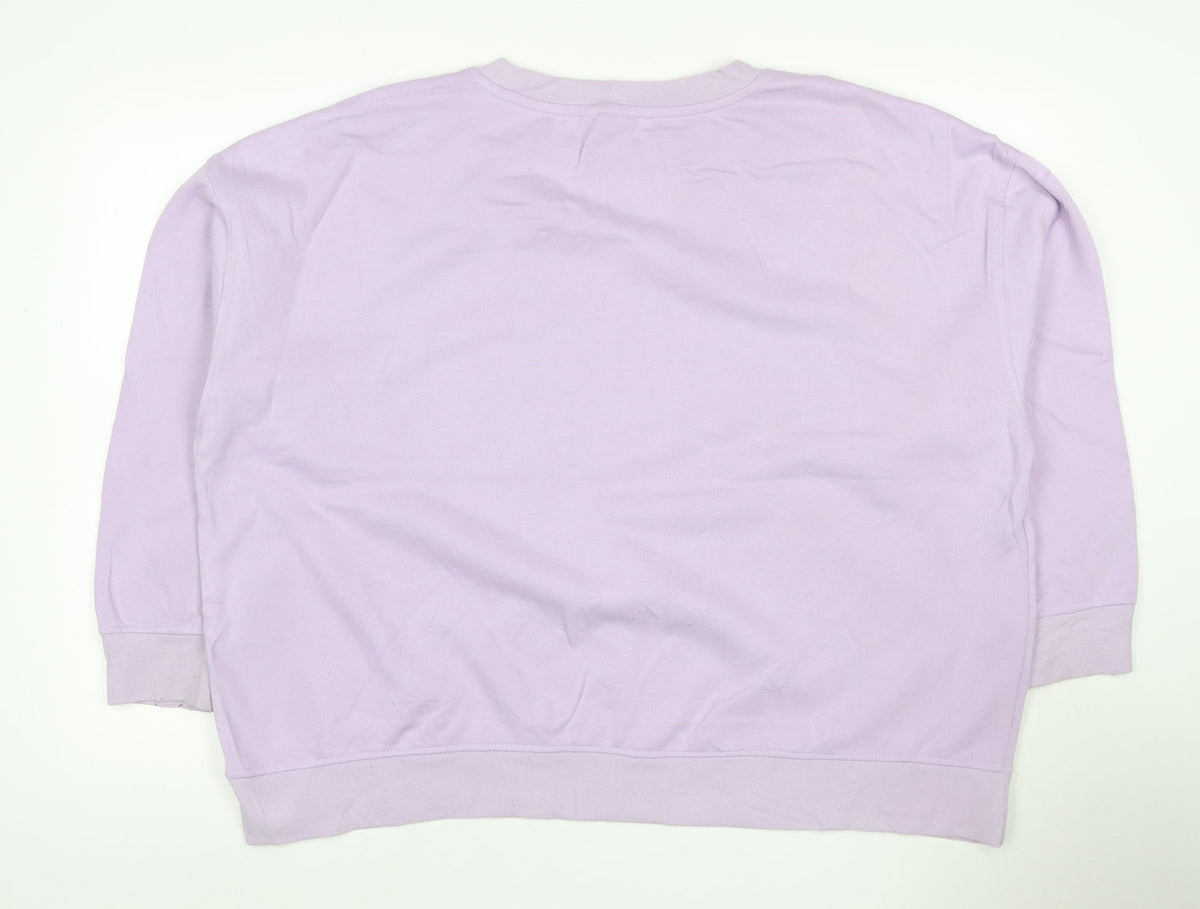 Disney Women’s Purple XS Stitch Graphic Pullover Sweatshirt Crew Neck