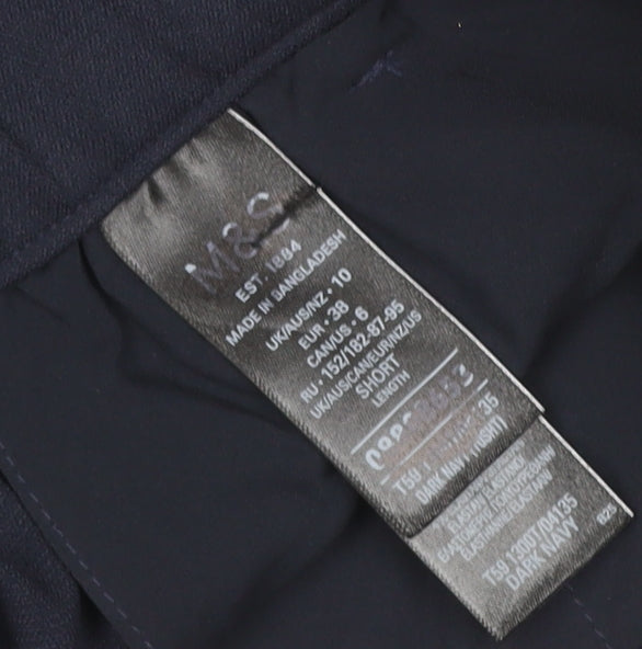 Marks & Spencer Women Blue UK 18 Petite Wide Leg Tailored Trousers