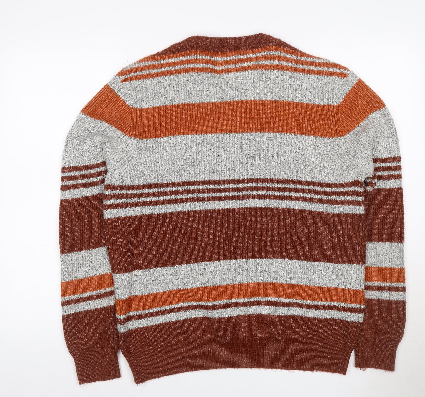 Marks and Spencer Men’s Brown Striped Chunky Knit Crew Neck Jumper L