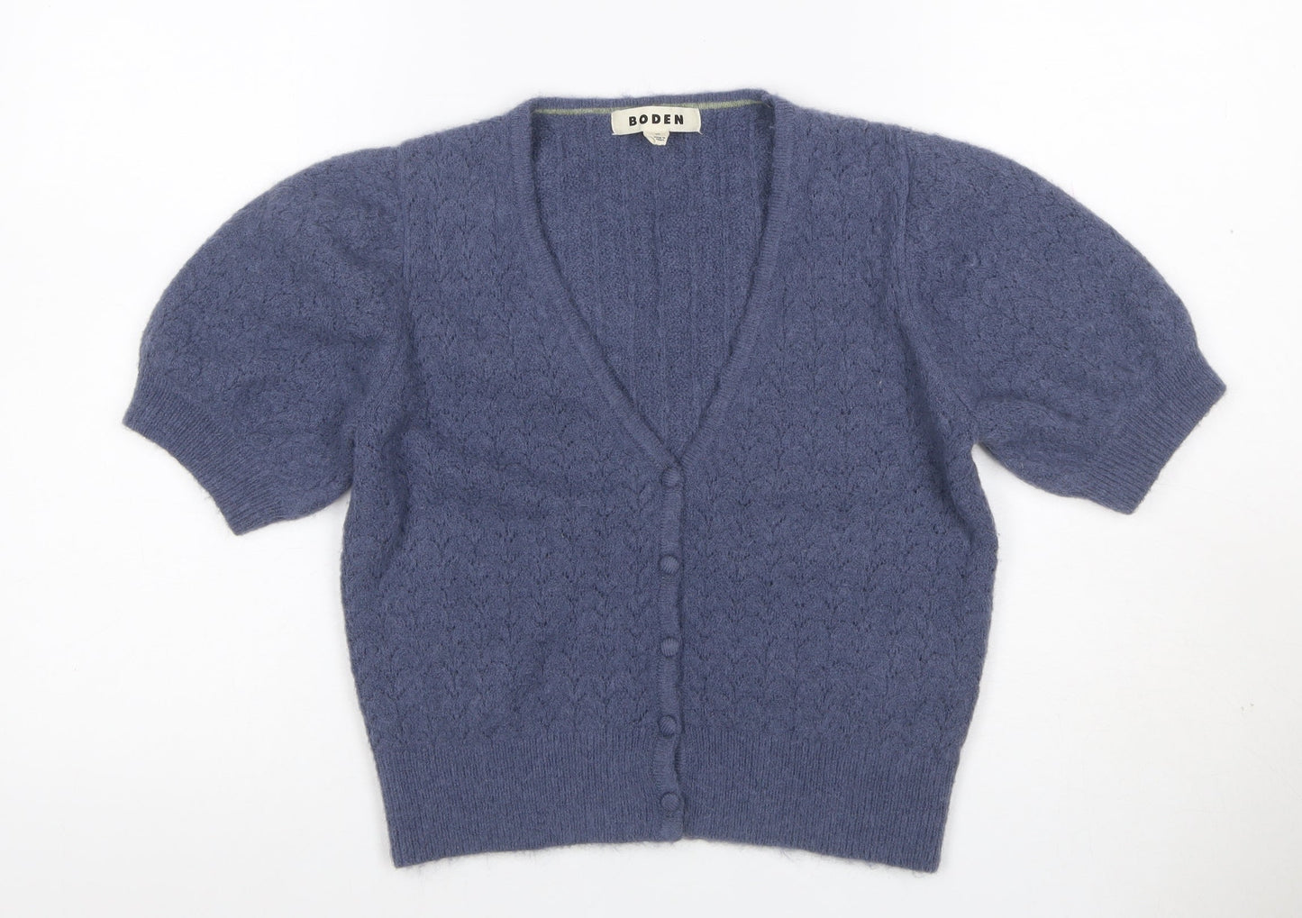 Boden Women’s Blue XS Wool Cashmere V-Neck Balloon Sleeve Cardigan