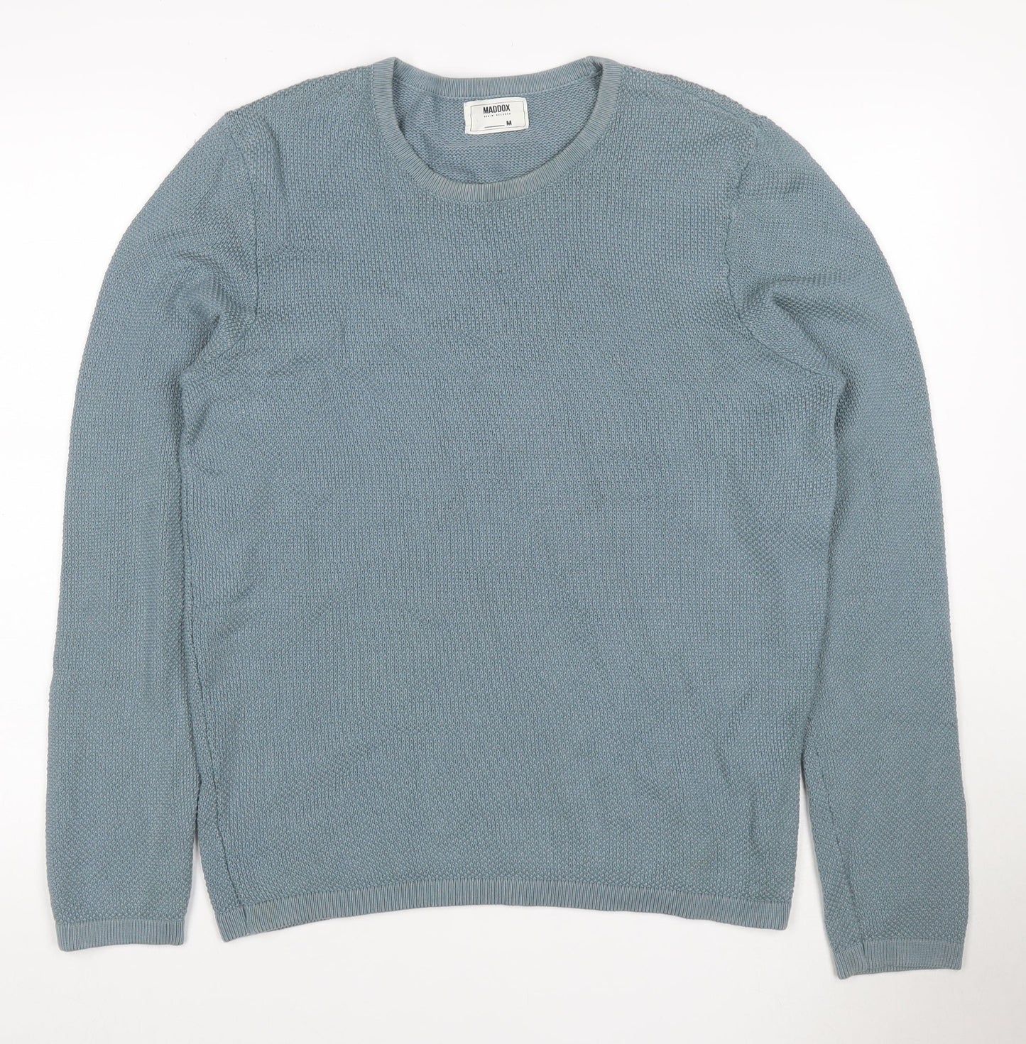 Maddox Men’s Blue Cotton Knit Crew Neck Pullover Jumper Size M