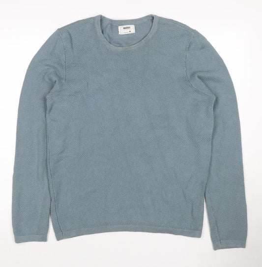 Maddox Men’s Blue Cotton Knit Crew Neck Pullover Jumper Size M