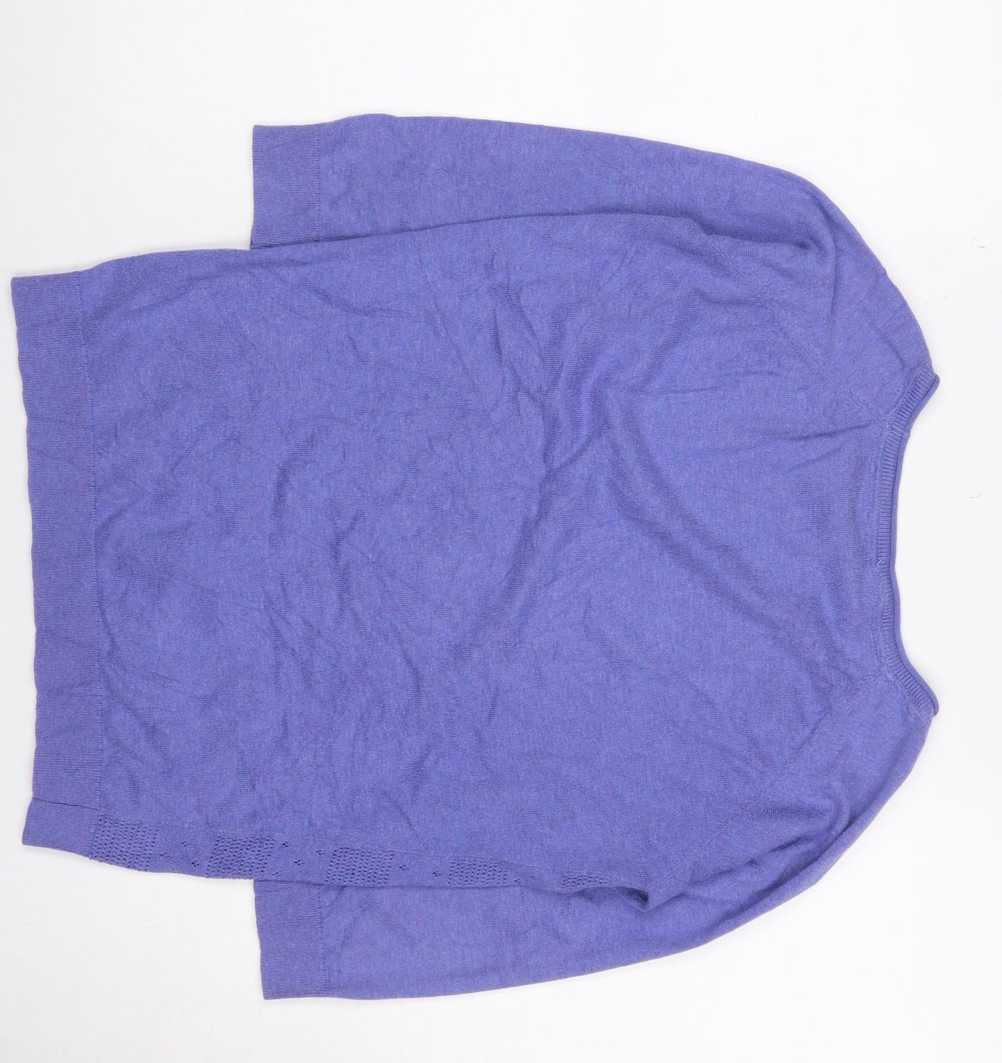 FatFace Women Purple UK 10 Round Neck Pointelle Knit Wool Silk Jumper