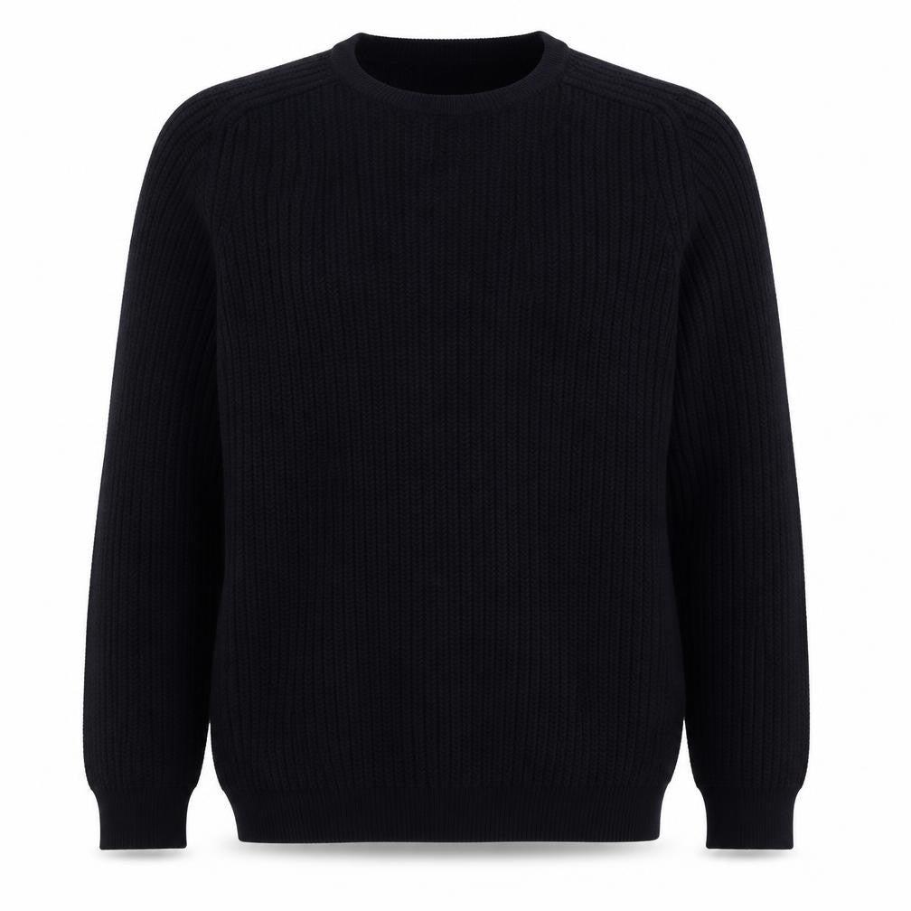 Massimo Dutti Men’s Black L Cable Knit Cotton Crew Neck Jumper
