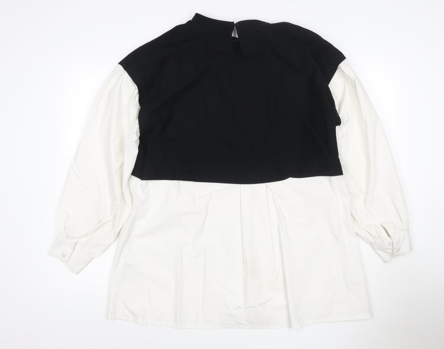 Noisy May Women Black White L Layered High Neck Shirt Dress