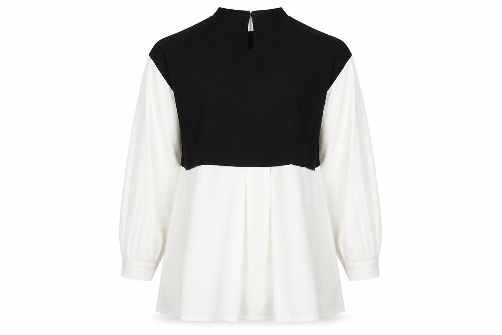 Noisy May Women Black White L Layered High Neck Shirt Dress
