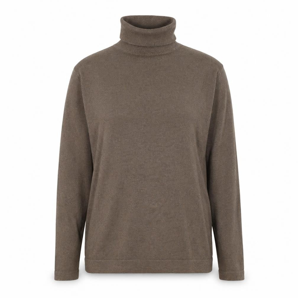 Aigle Women’s Brown M Cotton Cashmere High Neck Henley Jumper
