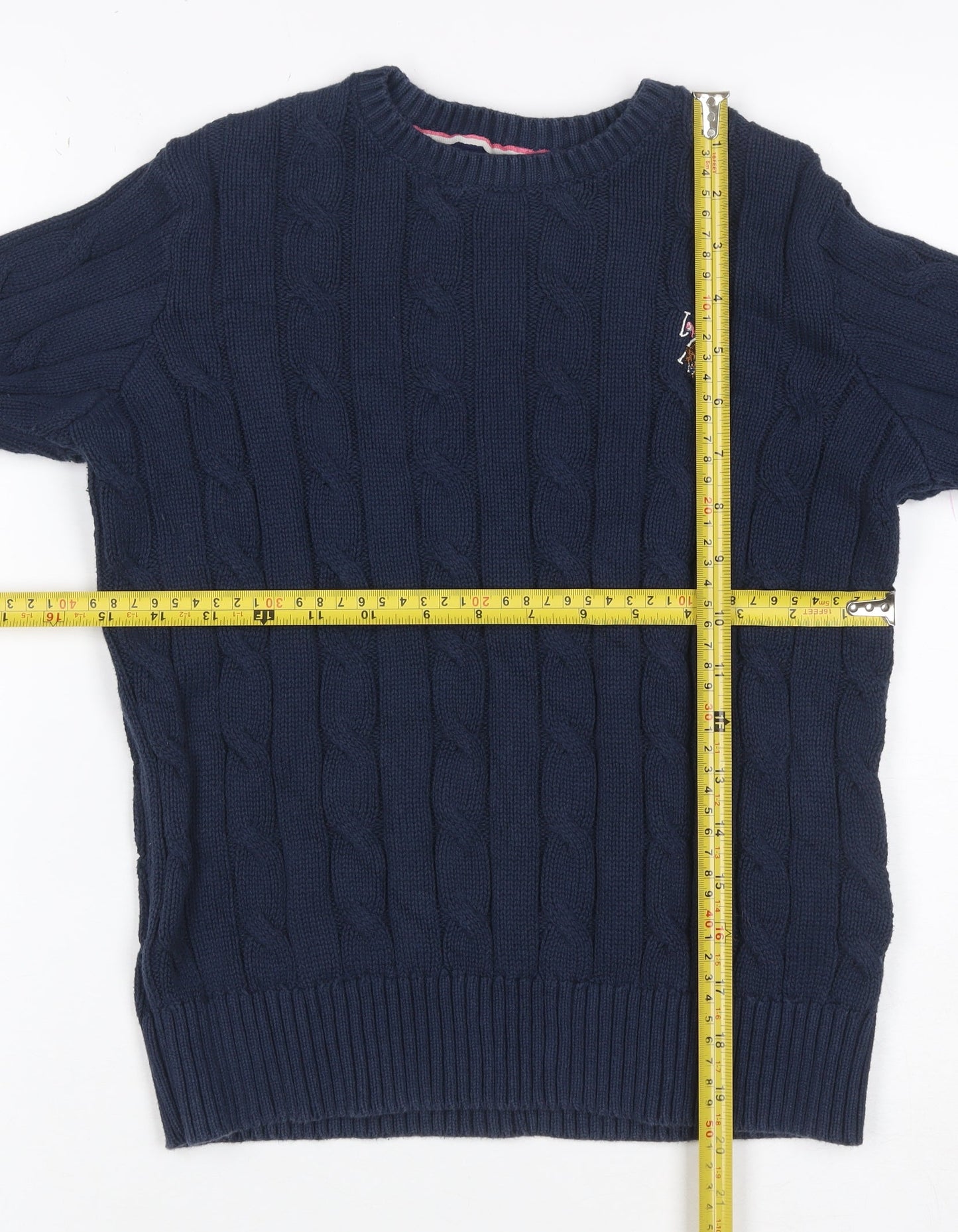 U.S. Polo Assn. Women’s Blue UK 10 Cable Knit Cotton Jumper