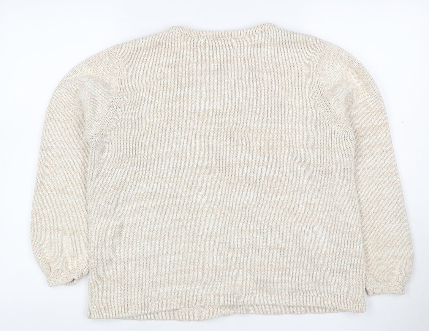 Orvis Women Ivory L Ramie Cotton Button Knit Cardigan