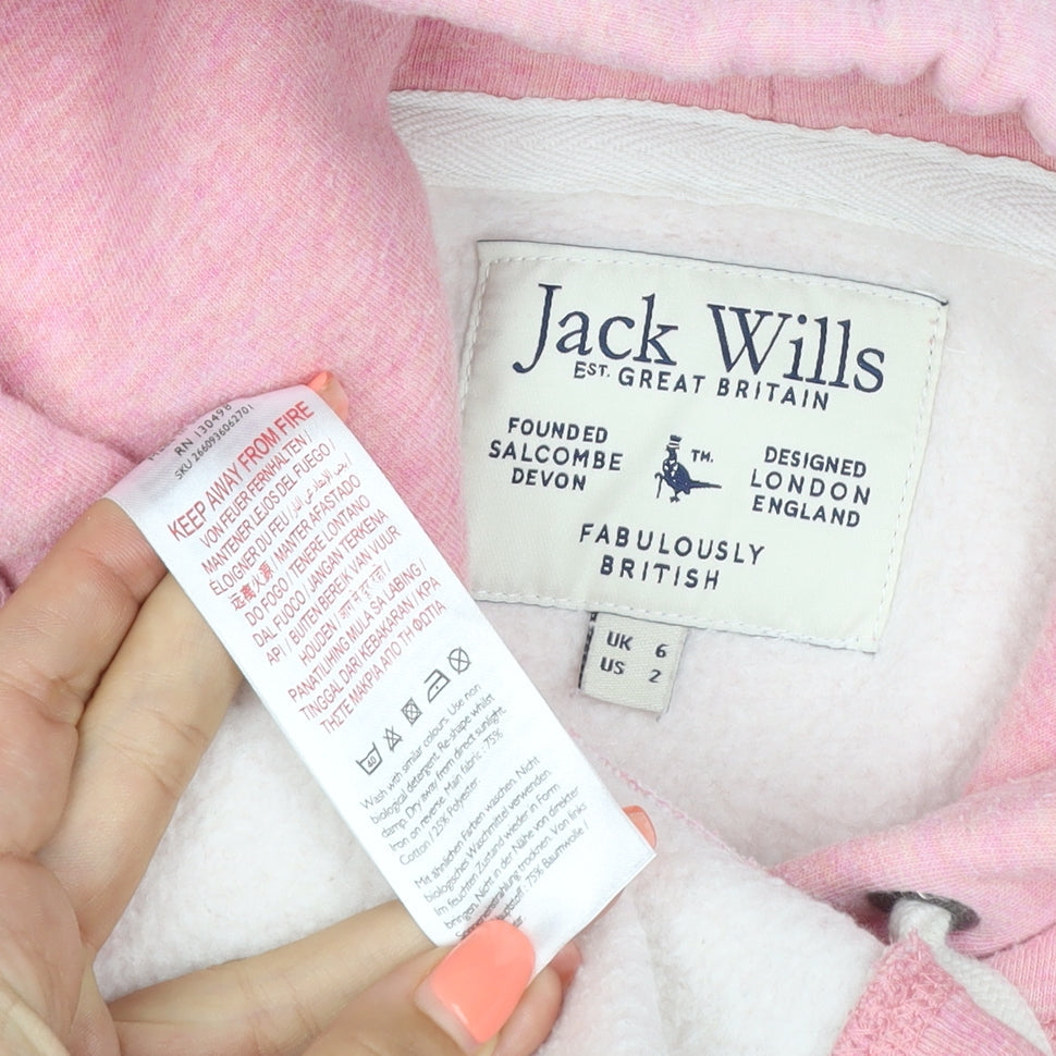 Jack Wills Women’s Pink UK 6 Pullover Logo Hoodie