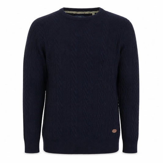 Hammond & Co. Men’s Navy Blue L Cable Knit Crew Neck Cotton Jumper