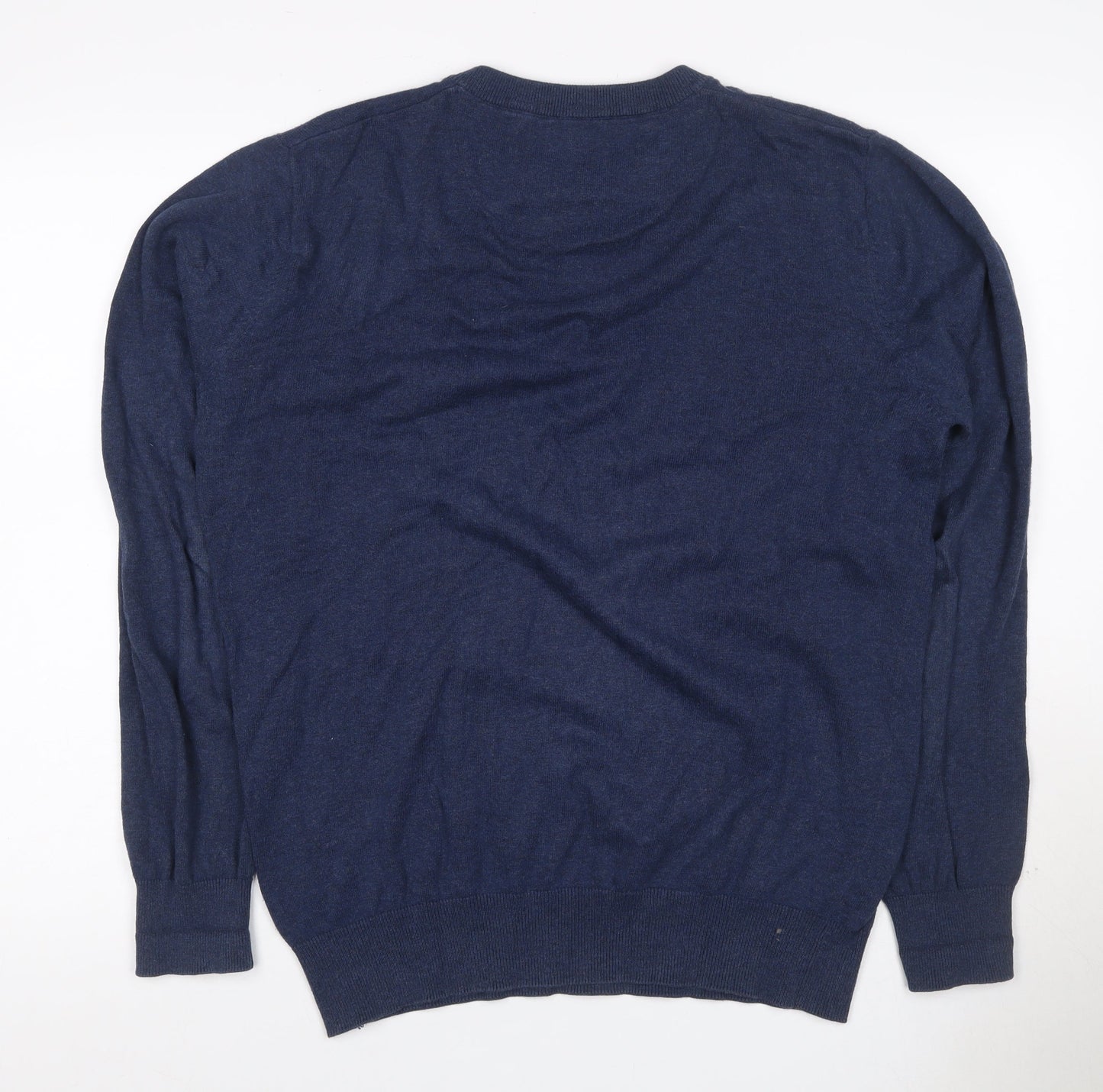 John Partridge Men’s Blue Large Cotton Crew Neck Logo Jumper