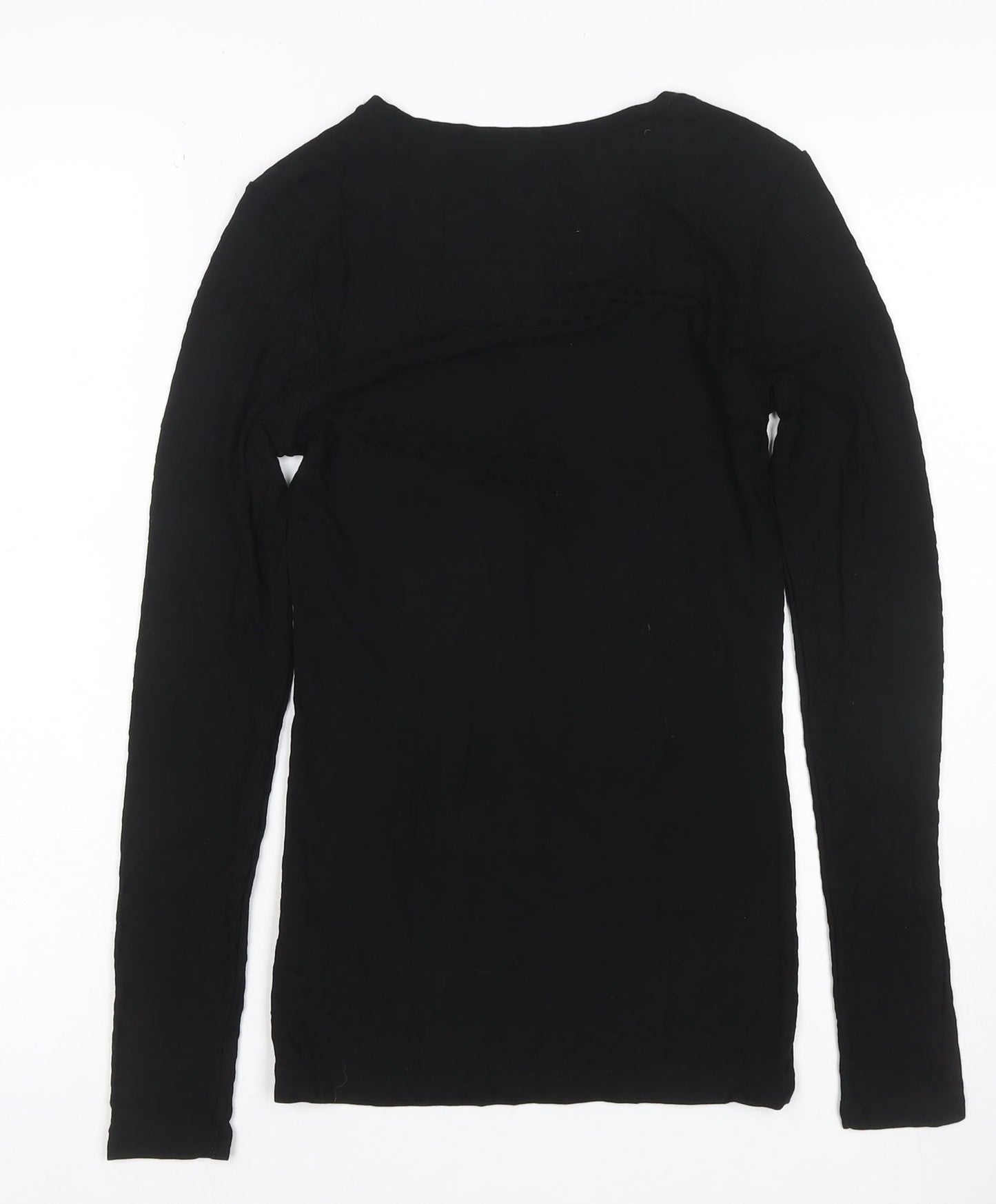 Marks and Spencer Women Black Size 6 Heatgen Geometric Long Sleeve Top