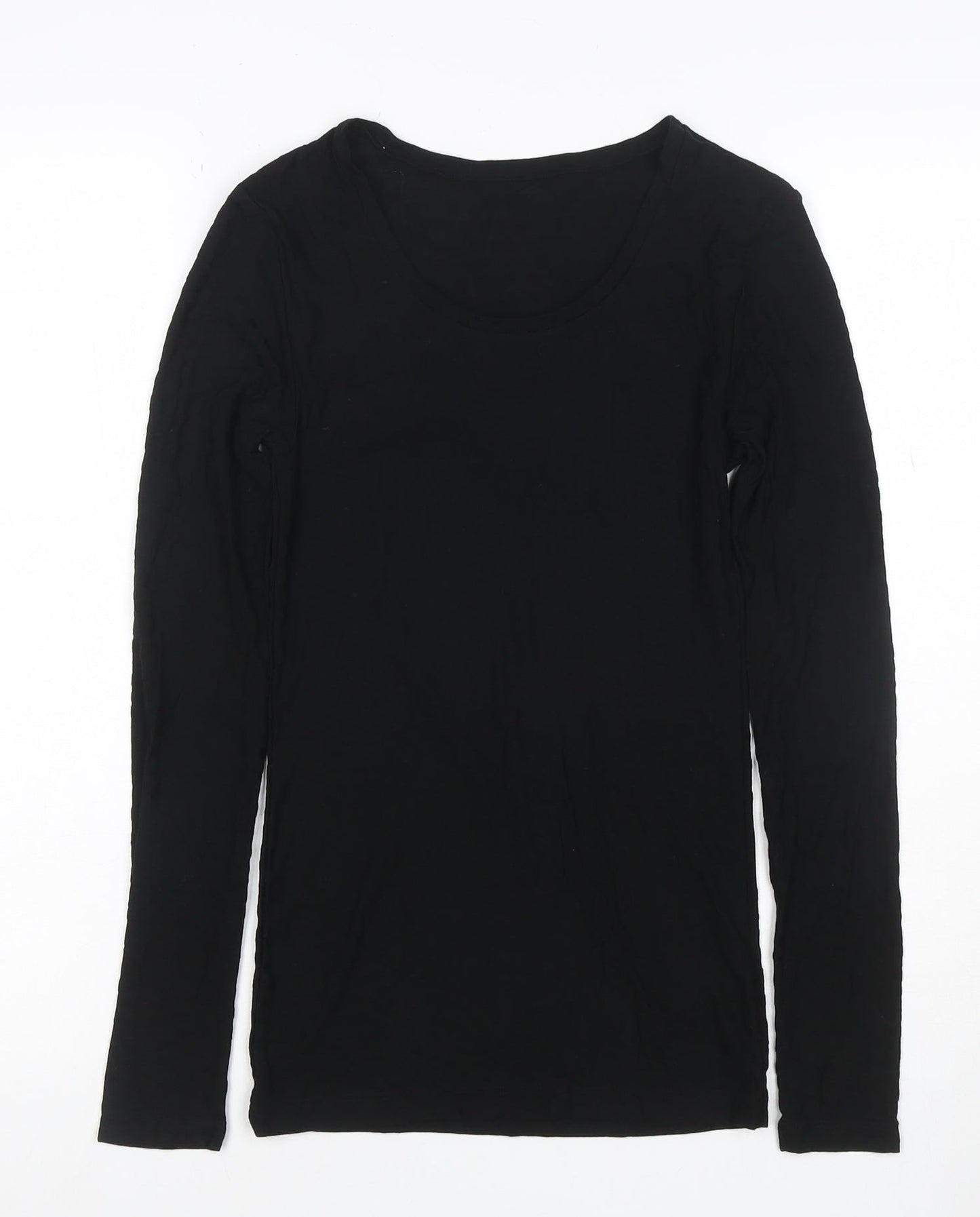 Marks and Spencer Women Black Size 6 Heatgen Geometric Long Sleeve Top