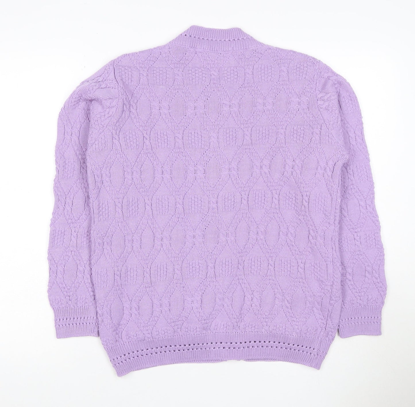 Beaumonde Paris Women Purple UK 12 Cable Knit Button Cardigan