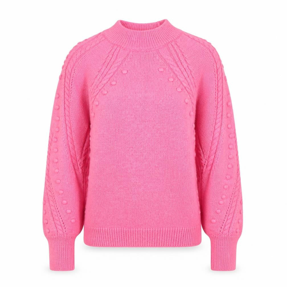 Marks & Spencer Women Pink UK 8 Cable Knit Mock Neck Jumper