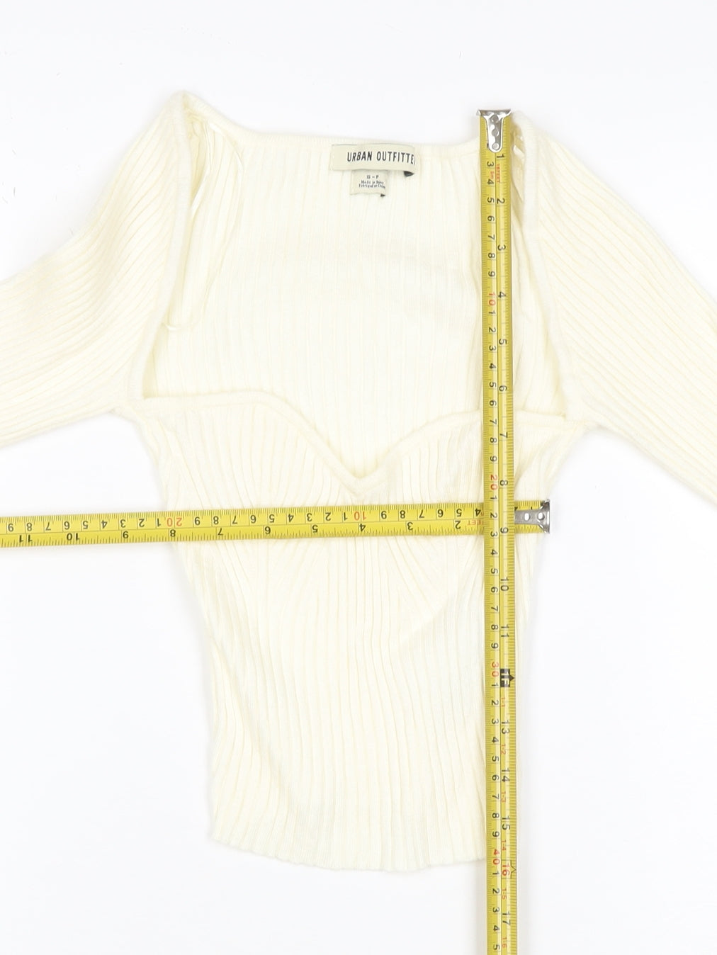 Urban Outfitters Women Ivory S Petite Ribbed V-Neck Slim Jumper