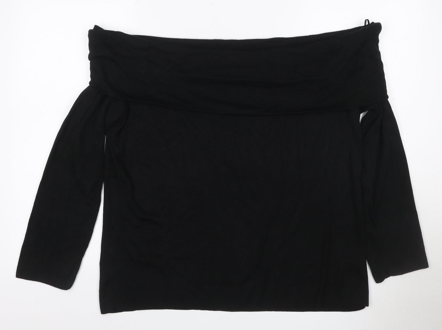 Marks and Spencer Women Black Size 22 Boat Neck Knit Jumper