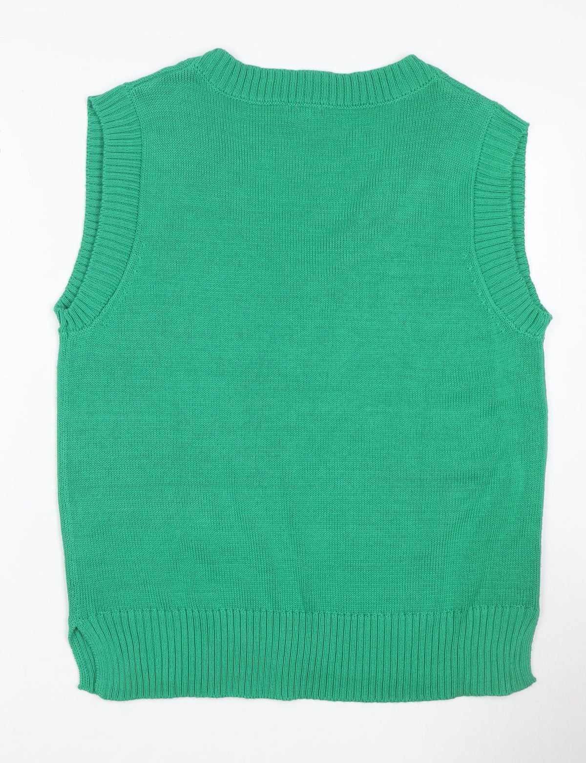 Stradivarius Women Green M V-Neck Sleeveless Knit Jumper Vest